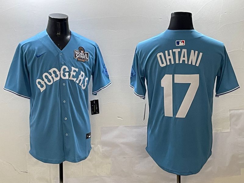 Men Los Angeles Dodgers #17 Ohtani Light Blue Throwback Game 2025 Nike MLB Jersey style 15->los angeles dodgers->MLB Jersey